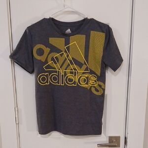 Adidas Kids Charcoal and Yellow Logo Tee